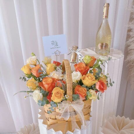 seven florist champagne basket flower energy