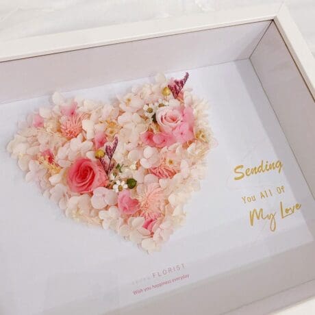 seven florist preserved flowers frame love white 01a