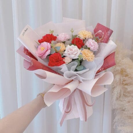 seven florist queenie soap flower red