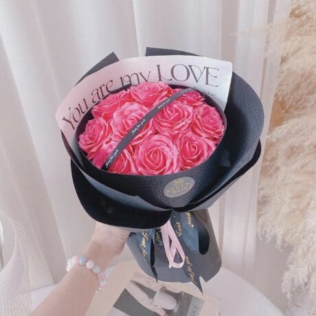 seven florist soap flower amour cherry pink