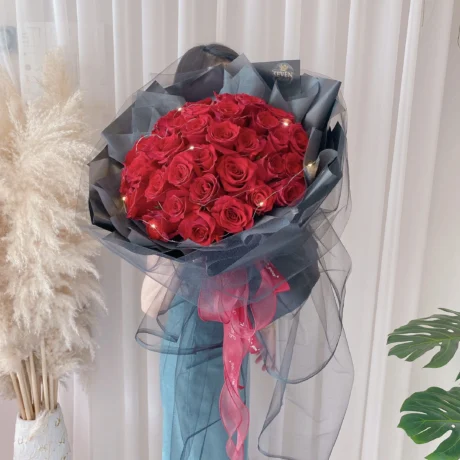 seven florist crimson roses a b 1